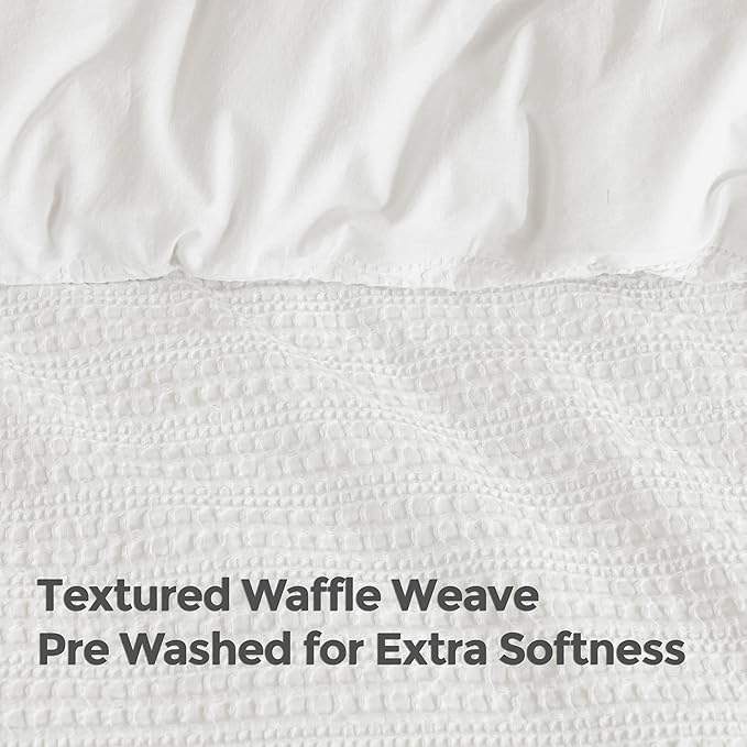 Dreamology Waffle Weave Duvet Cover Full Size,100% Cotton Waffle Duvet Covers with Zipper Closure, Soft Luxury Textured & Breathable Duvet Cover, Cotton Bedding Set 3 Pieces (Cloud White)