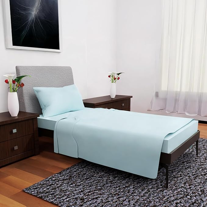 Twin Size Bedding - 3-Piece Set - Deep Pockets - Cooling Sheets - Soft & Comfortable for All-Season Use - Durable (Aqua)