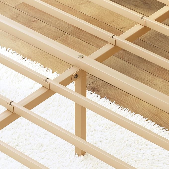 BOSRII 14in High Solid Bamboo Wood Platform Queen Size Bed Frame with Headboard, Reinforced Heavy Duty Metal Slats, Noise Free, No Box Spring Needed, Easy Assembly
