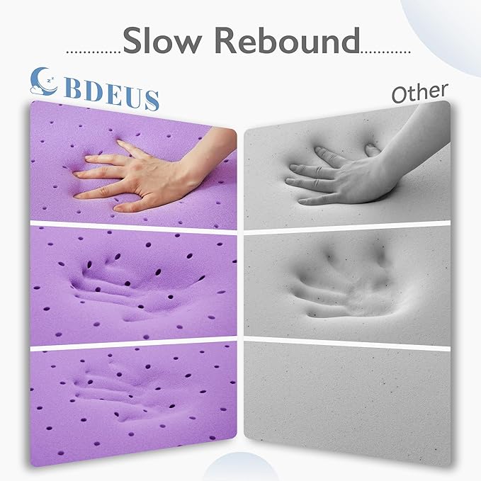 BDEUS 3 inch Mattress Topper, Cooling Gel Memory Foam Bed Topper for Pressure Relief and Back Pain, CertiPUR-US Certified, Dorm Essentials, Twin-XL