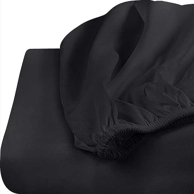 Utopia Bedding King Fitted Sheets - Bulk Pack of 2 Bottom Sheets - Soft Brushed Microfiber - Deep Pockets - Shrinkage & Fade Resistant - Easy Care (King, Black)