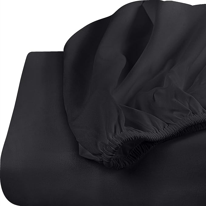 Utopia Bedding Fitted Sheet - Pack of 2 Bottom Sheets - Soft Brushed Microfiber - Deep Pockets, Shrinkage & Fade Resistant - Easy Care (Full, Black)