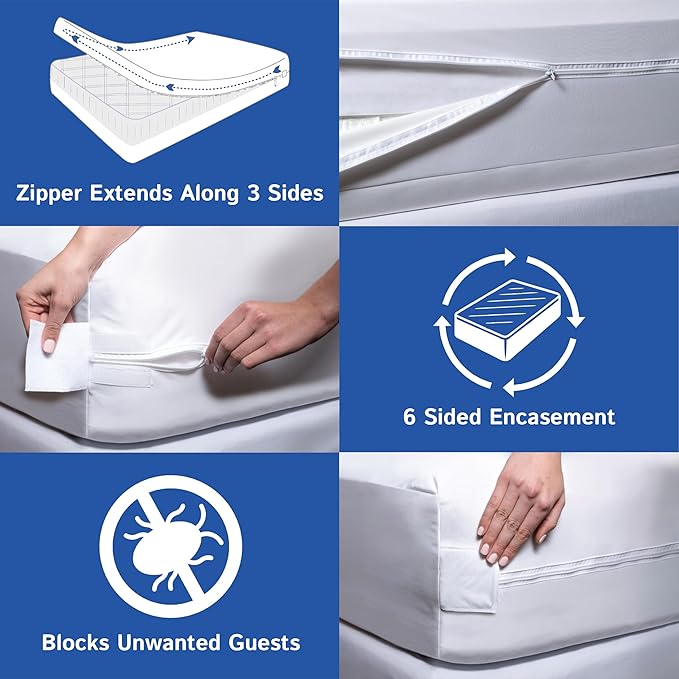 Split Cali King Mattress Encasement 36" x 84" (2PCs) - Waterproof Zippered Protector Hypoallergenic Premium Quality Cover for Adjustable Beds and Split Mattresses (11"-16" Depth)