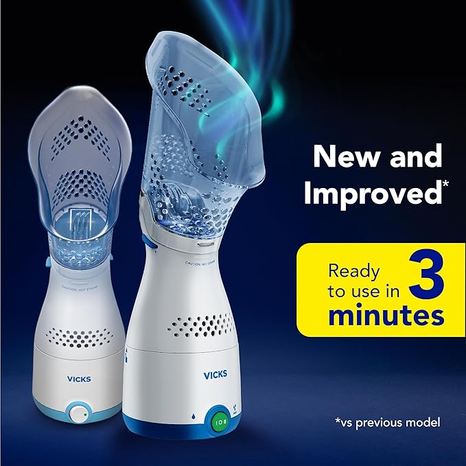 Vicks Sinus Inhaler, Plug-in Non-Medicated Steam Inhaler for Sinus Relief, Allergies, Congestion & Colds, Vocal Steamer, Soothes Nasal & Throat Passages, Works with VapoPads (1 Included)