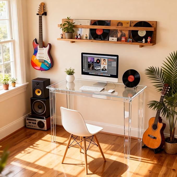 Acrylic Desk, Clear Modern Writing Table for Home Office (Clear, Nomal)