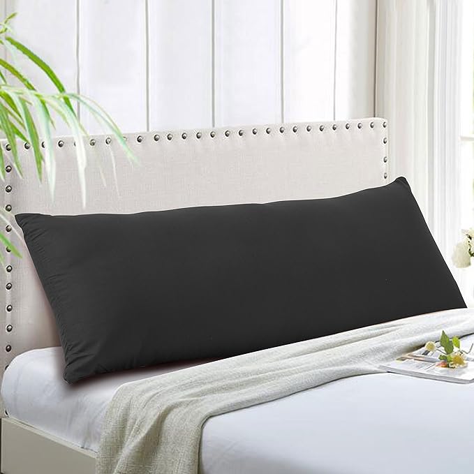 Evolive Ultra Soft Microfiber Body Pillow Cover/Pillowcases 21"x54" with Hidden Zipper Closure (21"x54" Body Pillow Cover, Black) (Pack of 2)
