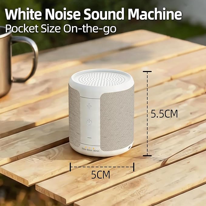 Portable Sound Machine for Baby, Kids & Adults, 30 Soothing Sounds, 32 Volume Levels, 3 Timers, Rechargeable Mini White Noise Sleep Sound Machine for Travel Camping Home Office Nursery
