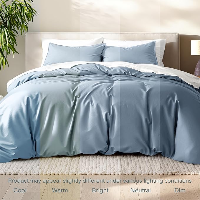 Bare Home Bedding Duvet Cover King Size - Premium 1800 Super Soft Collection - Lightweight, Cooling - Soft Breathable Bedding Duvet Cover (King, Dusty Blue)