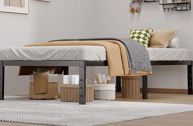 LUMUNANCE Metal Bed Frame Twin XL Size - 14 Inch Heavy-Duty Twin XL Platform Bed Frame No Box Spring Needed, Easy Assembly, Noise-Free, Sturdy Mattress Foundation, Underbed Storage Space