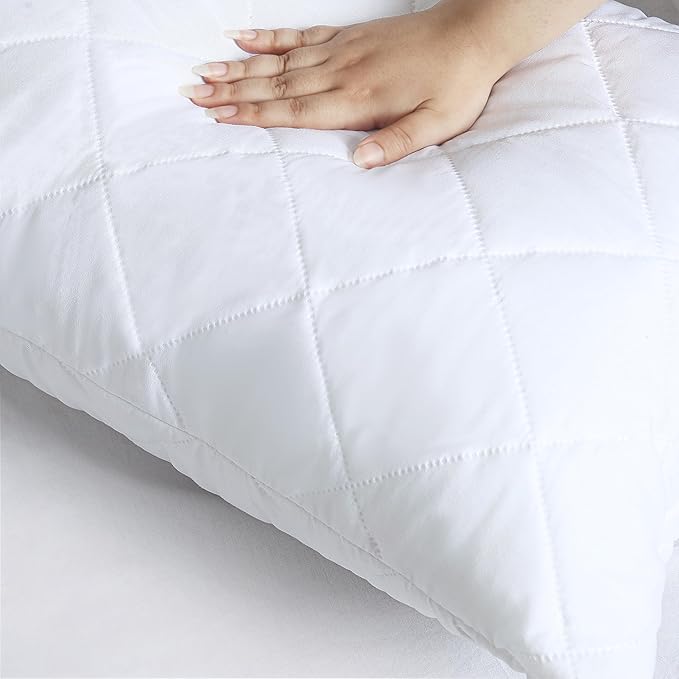 COTTONPASSION Quilted Waterproof Pillow Protectors, King Size Pack of 4 Zippered Pillowcases, Breathable Protective Pillow Encasement Covers 20 x 38 Inches