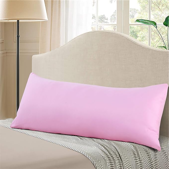 EVOLIVE Body Pillow Cover 21"x54", Ultra Soft Microfiber Pillowcase with Hidden Zipper, Breathable, Machine Washable, for Pregnancy & Side Sleepers, Cover Only (21"x54" Body Pillow Cover, Pink)