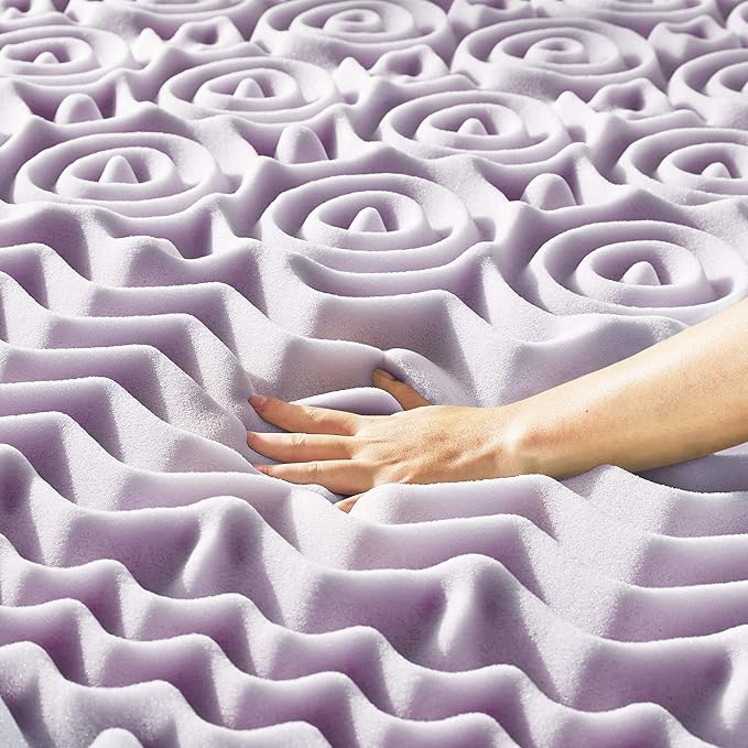 Mellow 3 Inch 5-Zone Memory Foam Mattress Topper, Soothing Lavender Infusion, Dorm Essentials, Full
