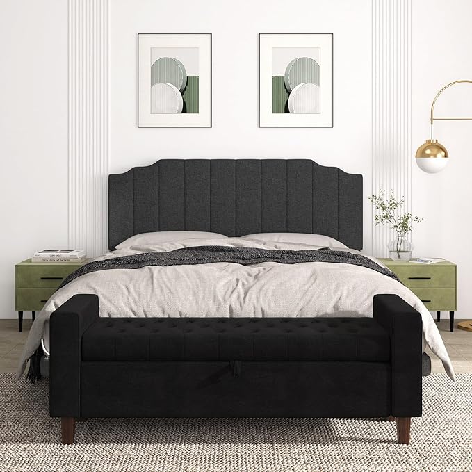 Befurtori King Size Headboard Only, Linen Wall Mounted Headboard King for Adjustable Bed Modern Upholstered Head Board Easy Assembly, Dark Gray