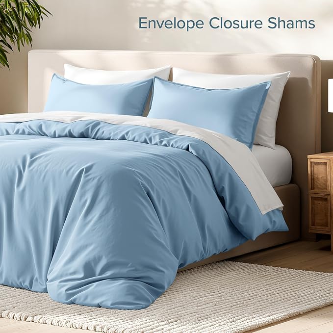 Bare Home Bedding Duvet Cover King Size - Premium 1800 Super Soft Collection - Lightweight, Cooling - Soft Breathable Bedding Duvet Cover (King, Light Blue)