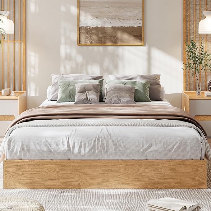 GarveeHome Full Size Wood Platform Bed Frame,Wooden Bed Frame Without Headboard, Wood Slat Support,No Box Spring Needed, Easy Assembly