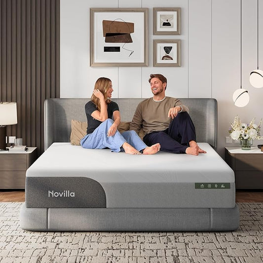 Novilla Full Size Mattress 14 Inch, Gel-Infused Bliss Cooling Full Size Memory Foam Mattress in a Box with Cool-Touch Nylon Cover, Pain Relief & Spinal Support with CertiPUR-US Certified Foam