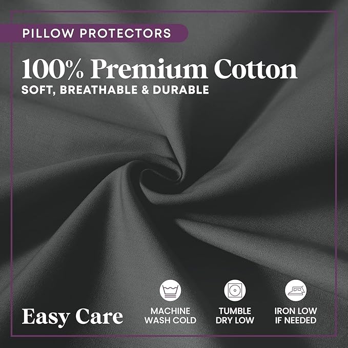 CirclesHome Wedge Pillow Cover 100% Cotton, Zippered Wedge Pillow Case Protector, Soft, Hypoallergenic & Breathable -Dark Grey, (25Wx26Lx7.5)