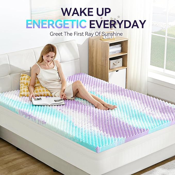 SINWEEK 3 Inch Egg Crate Memory Foam Mattress Topper Twin XL, Twin Extra Long Mattress Pads for College Dorm Room, Pressure Relieve CertiPUR-US Certified,39x80 Inches, Colorful