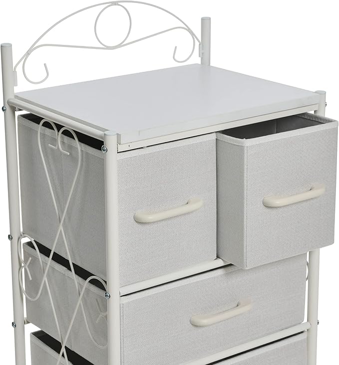 Household Essentials Scandinavian White Iron & Wood Four-Drawer Chest
