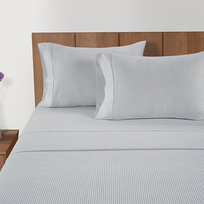 LANE LINEN Twin Bed Sheets Set - 450 Thread Count Set - 100% Cotton Sheets Twin Size Bed Set - Ultra Soft Cotton Bed Sheet Set for College Dorms - Sateen Weave Hotel Sheets - Tickling Stripe