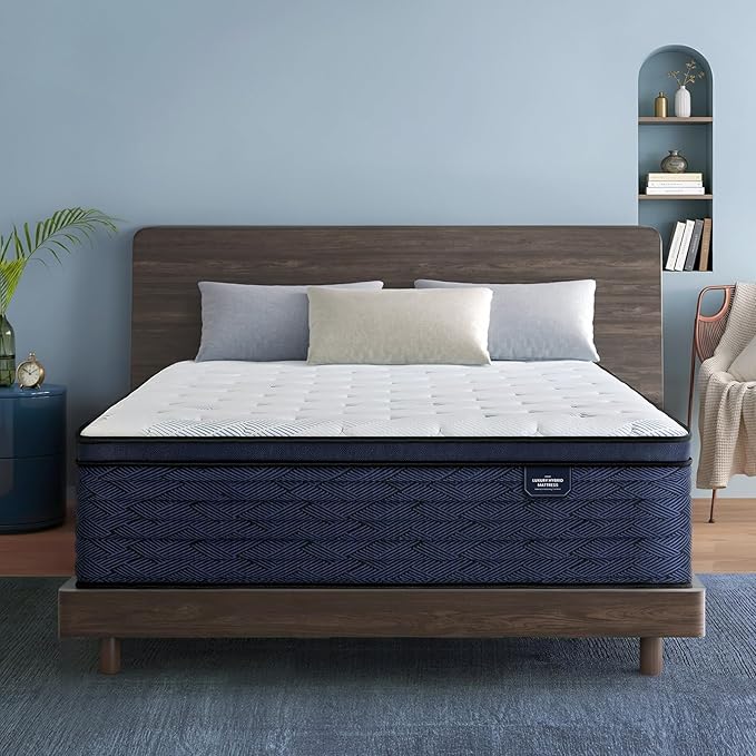 Coolvie 14 Inch Full Mattress, Luxury Euro Top Hybrid with Latex-Enhanced & Gel Foam for Contouring Support — 5-Zone Heavy Duty Springs, Back Relief & Motion Isolation — Hotel-Level Firm Sleep, 54x75