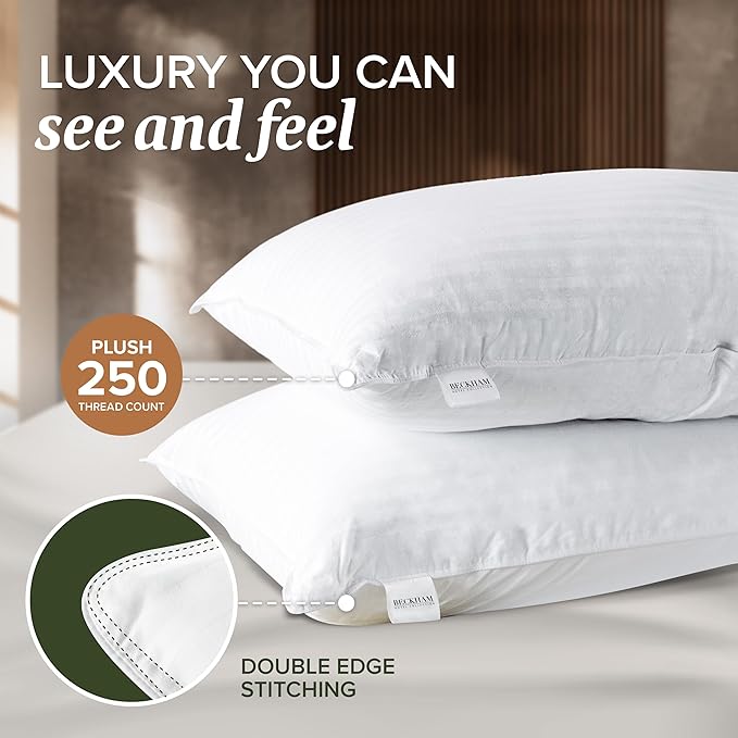 Beckham Hotel Collection Queen Size Pillows and Pillow Protectors - Sets of 2