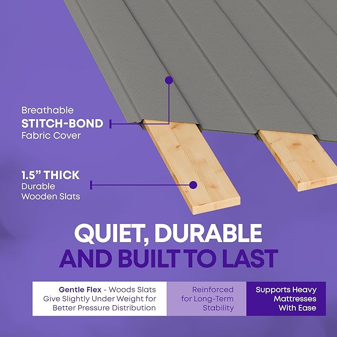 Greaton, Wooden Twin Bed Slats for Support Under Mattress with Cover – Replacement Wood Slats for Twin Size Bed Frame – Under Mattress Support Without Extra Height – 3.38-Inch Standard Width