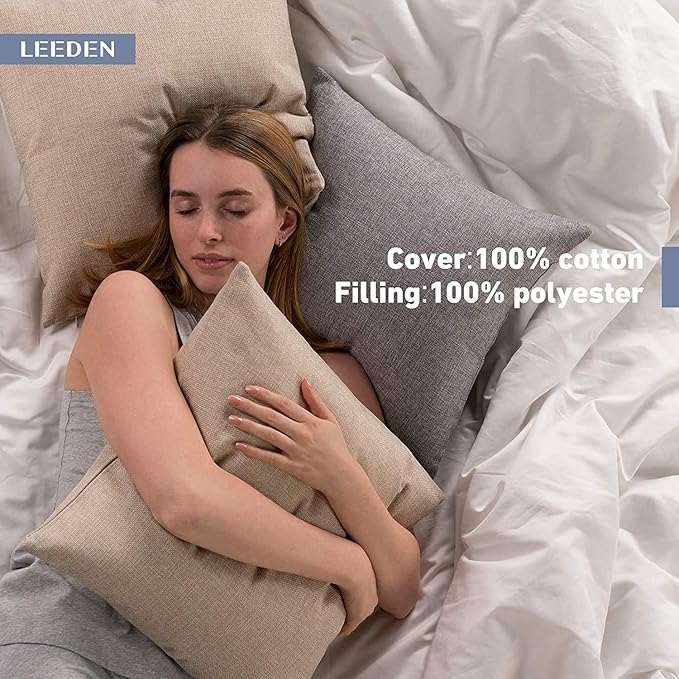 Leeden 20 x 20 Pillow Inserts (Set of 4) - Throw Pillow Inserts with 100% Cotton Cover - 20 Inch Square Interior Sofa Pillow Inserts - Decorative Pillow Insert Pair - White Couch Pillow