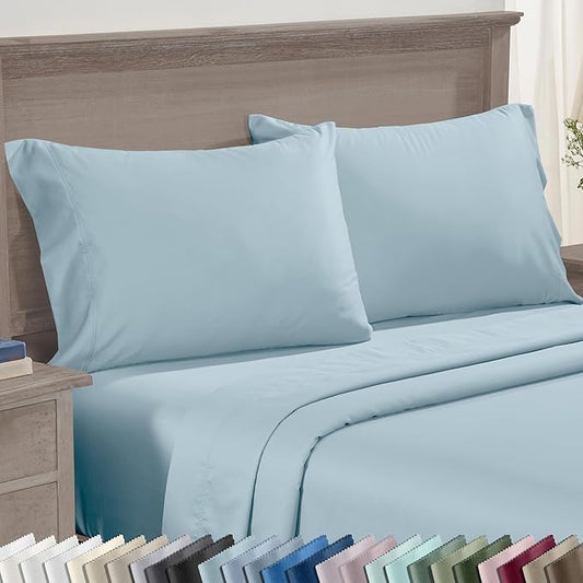 California Design Den Pillow Cases King Set of 2 - Premium 600 Thread Count, 100% Cotton Pillow Case King Size Set of 2, Breathable Sateen, Fits King Pillows - Sea Mist Blue