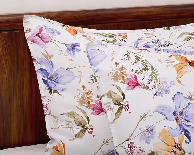 CHUFFED 100% French Linen Pillow Cases Pastel Bloom Print, Farmhouse Floral Stone Washed Pillow Shams with Envelope Closure Soft Breathable Vintage Pillow Covers for Decor,20x30 inches
