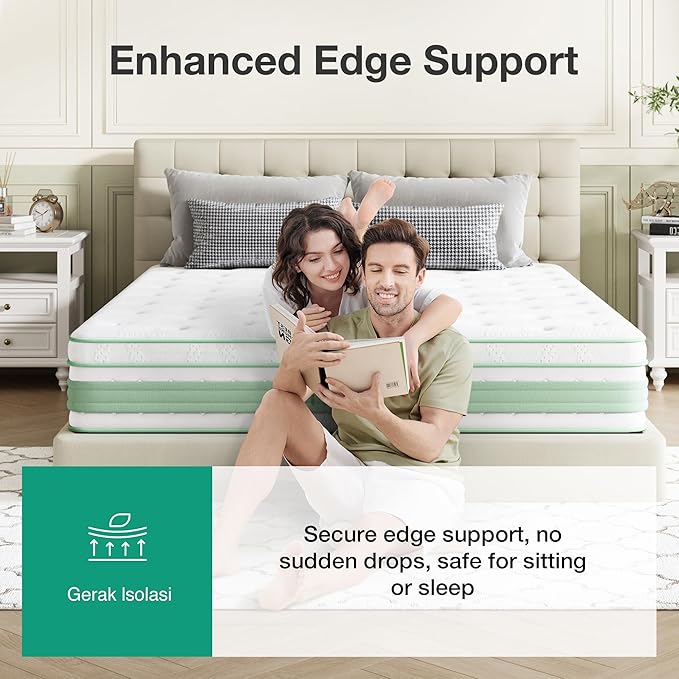Novilla King Size Mattress, 14 Inch King Hybrid Mattress in a Box, Gel Memory Foam & Individual Pocket Springs, Motion Isolation, Cool Sleep & Pressure Relief, Medium Firm, CertiPUR-US
