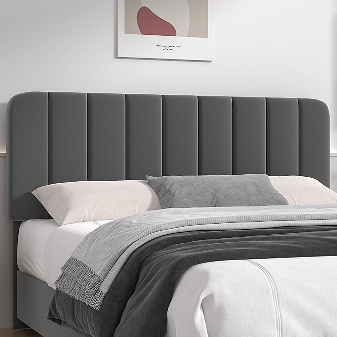 VECELO Full Size Upholstered Bed Frame with 4 Drawers and Headboard, Velvet Platform Storage Bedframe, Wooden Slats Support, No Box Spring Needed,Dark Grey