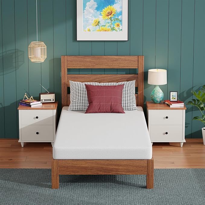 FDW 5 Inch Twin Mattress, Base Foam, Medium Firm Support, Breathable & Comfortable, Removable Washable Zipper Cover, Bed-in-a-Box，CertiPUR-US Certified