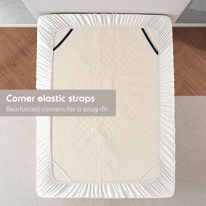 Nestl 4 Pack Off White Fitted Sheet Extra Deep Pocket, Hotel Luxury KingFitted Sheet Only Easily Fits 18 to 24 Inch Mattress, Super Soft, Wrinkle-Free and Breathable with Corner Straps