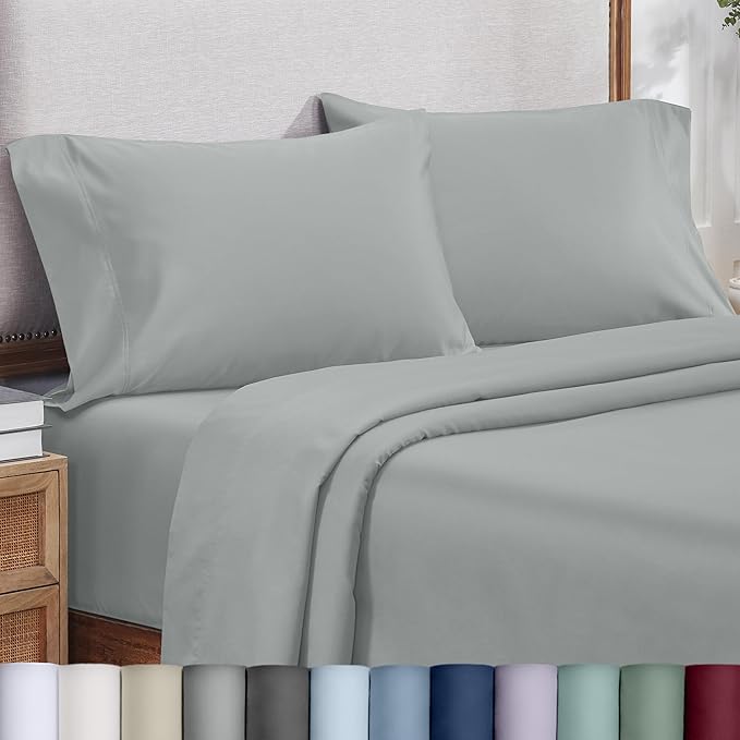 Heirloom Soft, Smooth & Thick Certified 800 Thread Count 100% Cotton Sateen, 2 Pillow Cases Standard Size Fits Standard & Queen Size Pillows (Light Grey)