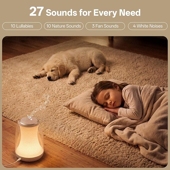 Hotmoon Sound Machine for Sleep Night Light, Lullight White Noise Sound Machine Baby Remote/Touch Control,27 Soothing Sounds Timer Sleep Machine Trainer for Adults Kids Nursery Lullaby Bedroom