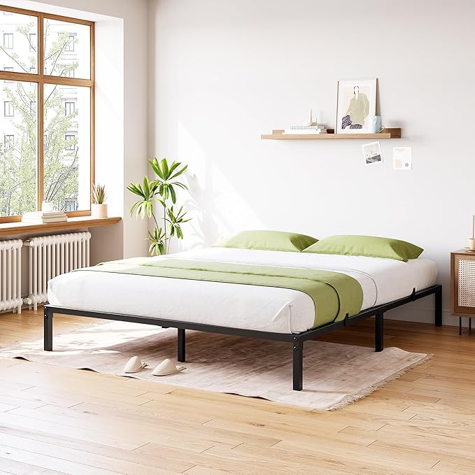 GarveeHome Full Size Bed Frame, 10 Inch Metal Platform Bed Frames with Heavy Duty Steel Slat Support, No Box Spring Needed, Noise Free,Anti-Sliding Slat,Easy Assembly, Under Bed Storage
