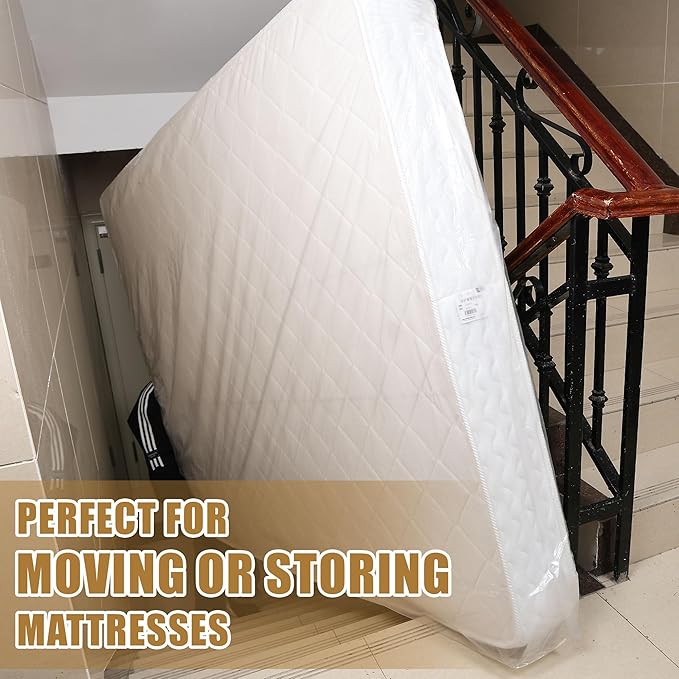 2Pcs Plastic Mattress Bag for Moving or Storage - Queen Size (1.5Mil), Waterproof Mattress Protector for Moving Supplies