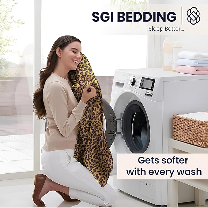 SGI bedding 100% Egyptian Cotton Sheets California King Size – 600 Thread Count Sheets Set, Soft, Cooling, 15" Deep Pocket, Luxury Hotel Bedding, Breathable, Durable - Leopard Print