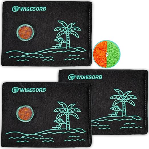 Wisesorb 200g x 3pcs Rechargeable Desiccant Packs, Color Indicating Silica Gel Packets with Transparent Window, Moisture Absorbers,Reusable Dehumidifier Bags for Storage Safe Closet Basement Camera