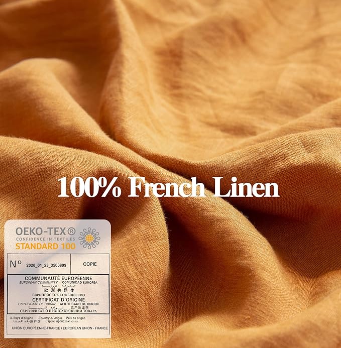Simple&Opulence 100% Washed Linen Euro Shams 26'' x 26'' Pack of 2, Basic Style Solid Color Natural Flax Farmhouse Decorative Square Throw Pillow Covers for Bed Couch Sofa - Rust
