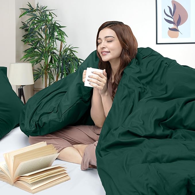 Utopia Bedding Duvet Cover Queen Size - 3 Piece with Zipper Closure - 1 Comforter Cover 90X90 Inches & 2 Pillow Shams 20X26 Inches (Emerald) Comforter Not Included