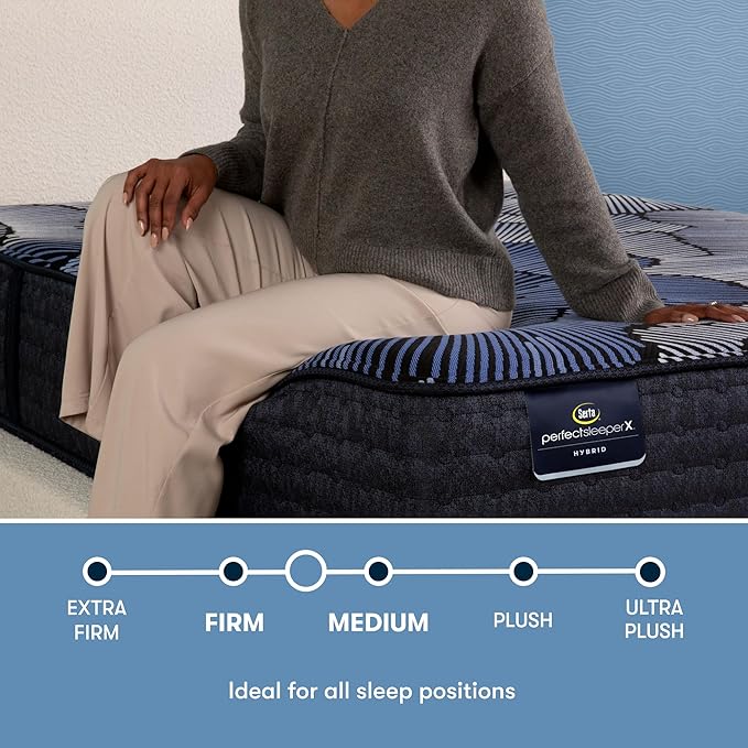 Serta Perfect Sleeper X - Prescott 14" Medium Firm Full Hybrid Mattress - 5 Support Zones and Cooling Tech for a Restorative Sleep - 100 Night Trial, CertiPUR-US Certified