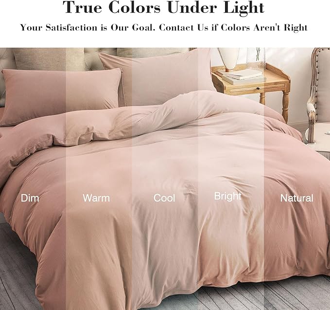PURE ERA Jersey Knit Duvet Cover Set 100% T-Shirt Cotton Super Soft Comfy 2pc Bedding Set with Zipper Closure (New Petal Pink, Twin)
