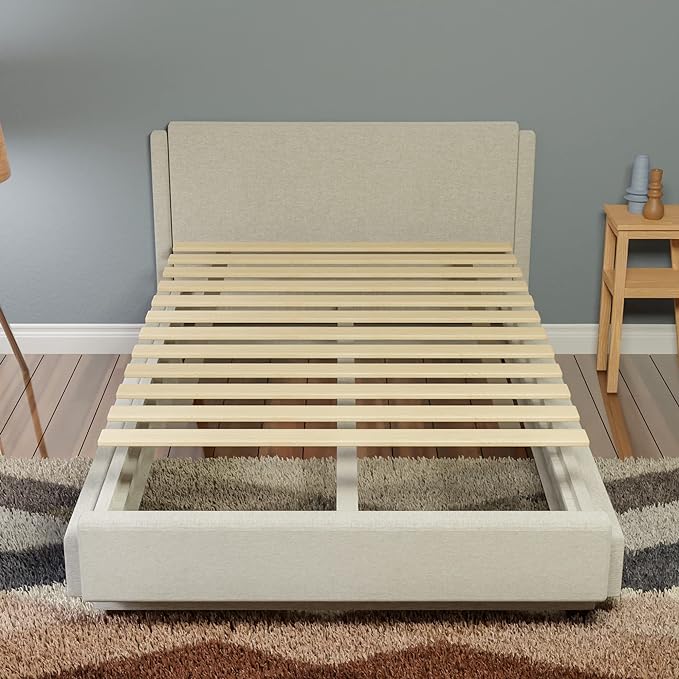 Treaton, 0.68-Inch Horizontal Wooden Bunkie Board/Bed Slats, Enhance Mattress Support, Queen(60.5"), Beige