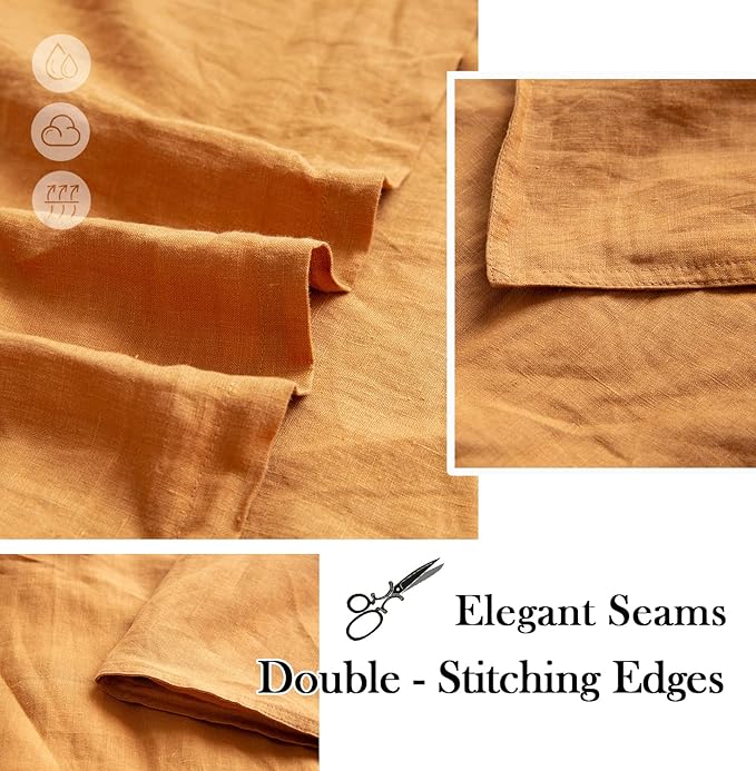 Simple&Opulence 100% Washed Linen Euro Shams 26'' x 26'' Pack of 2, Basic Style Solid Color Natural Flax Farmhouse Decorative Square Throw Pillow Covers for Bed Couch Sofa - Rust