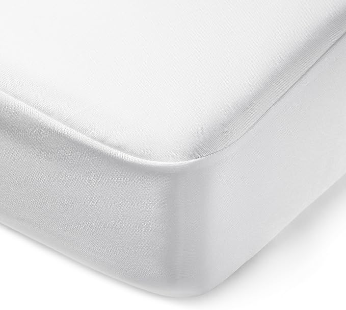 Amazon Basics Waterproof Mattress Protector, Full Size, 18-Inch Deep Pocket, White