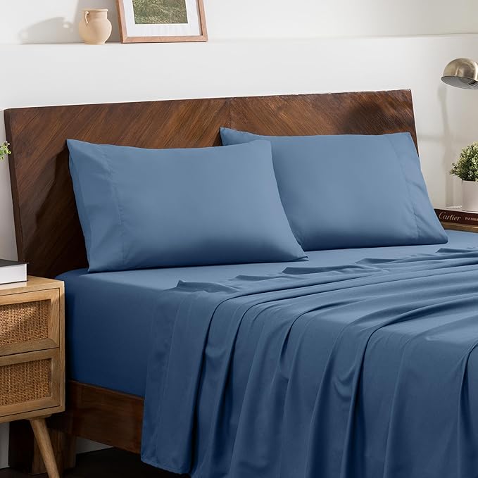Bare Home Microfiber Pillow Cases - Queen Size Set of 2 - Cooling Pillowcases - Double Brushed - Easy Care - Envelope Closure (Queen Pillowcase Set of 2, Coronet Blue)