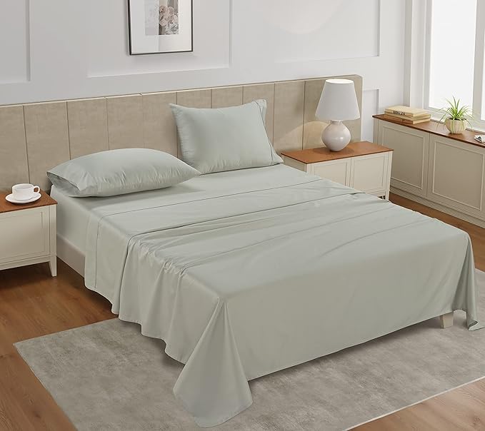 LANE LINEN 100% Cotton Bed Sheets Full Size - 450 Thread Count Silky Sateen Weave - Extra Soft, Cozy & Breathable Year Round Comfort - Fits Matresses Upto 15'' Deep - Oeko TEX Certified - Moonstruck