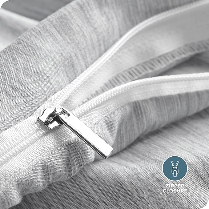 Bare Home Bedding Duvet Cover Full Size - Premium 1800 Super Soft Collection - Lightweight, Duvet Cover - Soft Textured Bedding (Full, Heathered Pewter)